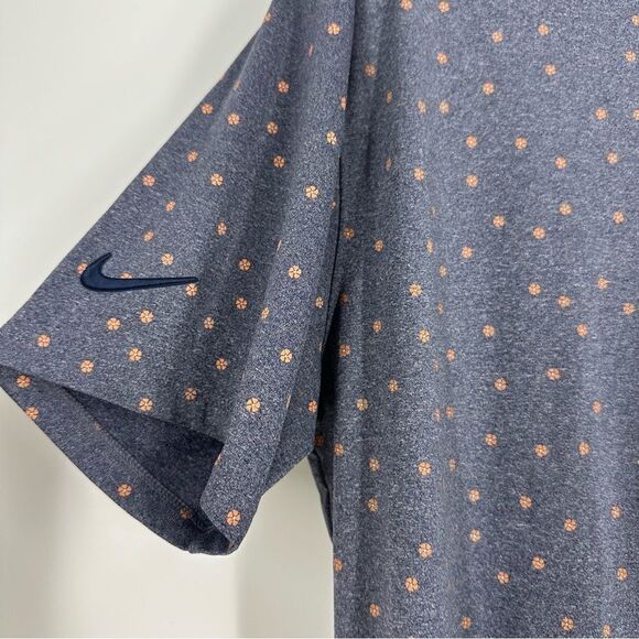 NIKE Dri-fit Men’s Vapor Flower Print Short Sleeve Golf Polo Obsidian Sz L - Picture 6 of 9